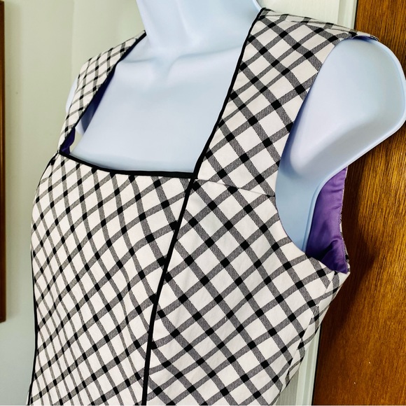 White House Black Market Black and White Plaid Back Cut Out Corset Tank Top - Picture 4 of 10